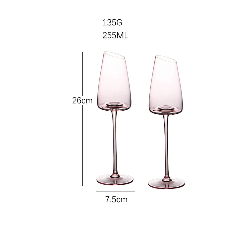Conjunto de copos de vinho tinto flamingo rosa francês, taça de vidro de cristal, boca inclinada criativa, fundo côncavo, copo de vinho champanhe azul