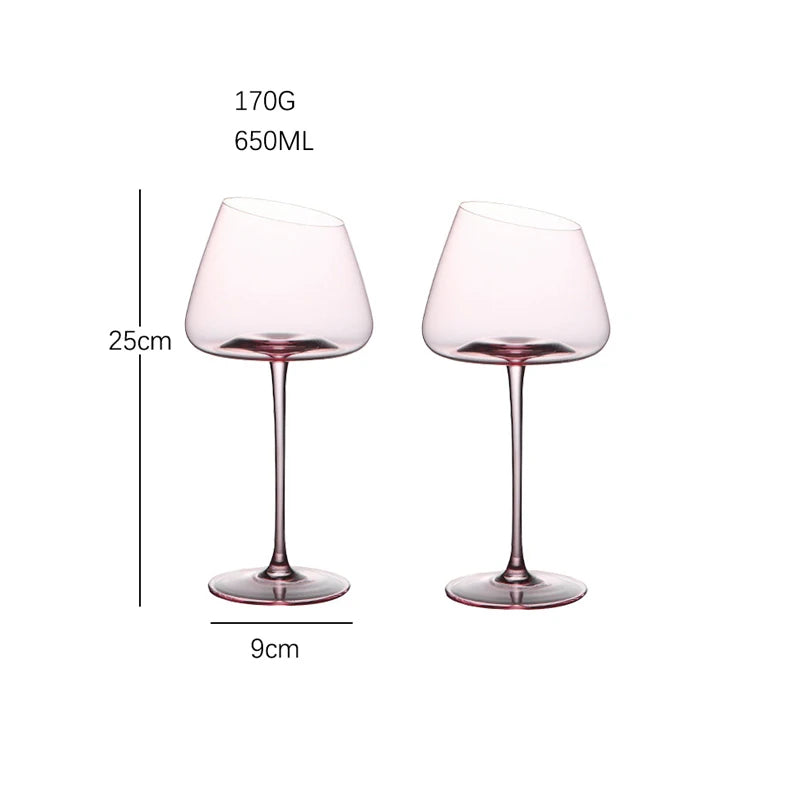 Conjunto de copos de vinho tinto flamingo rosa francês, taça de vidro de cristal, boca inclinada criativa, fundo côncavo, copo de vinho champanhe azul