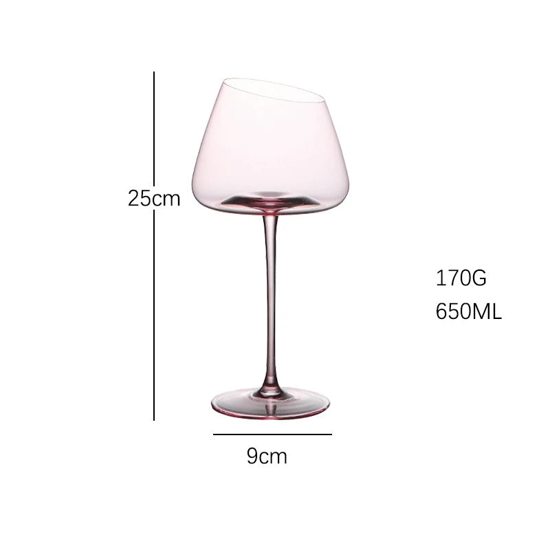 Conjunto de copos de vinho tinto flamingo rosa francês, taça de vidro de cristal, boca inclinada criativa, fundo côncavo, copo de vinho champanhe azul