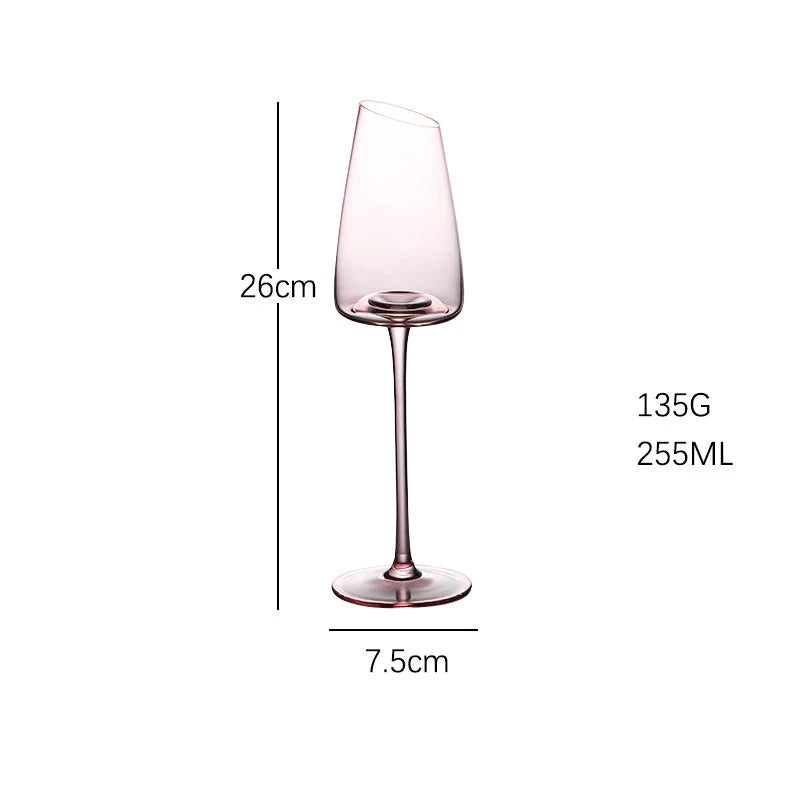 Conjunto de copos de vinho tinto flamingo rosa francês, taça de vidro de cristal, boca inclinada criativa, fundo côncavo, copo de vinho champanhe azul