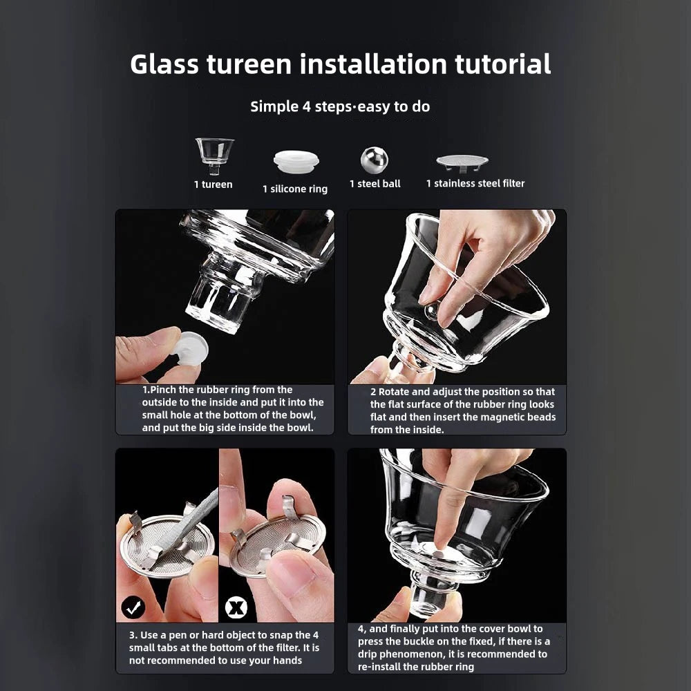 Bule de gotejamento preguiçoso Kung Fu, conjunto de bule de vidro semiautomático de fluxo magnético, conjunto de chá resistente ao calor, presente