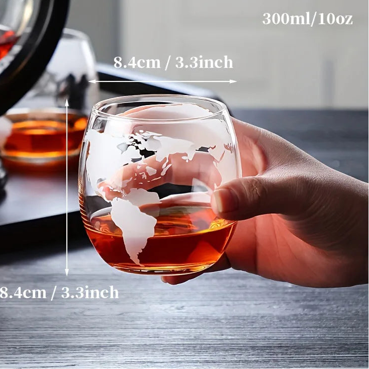 Decantador Cristal Globo 900ml com Suporte em Madeira