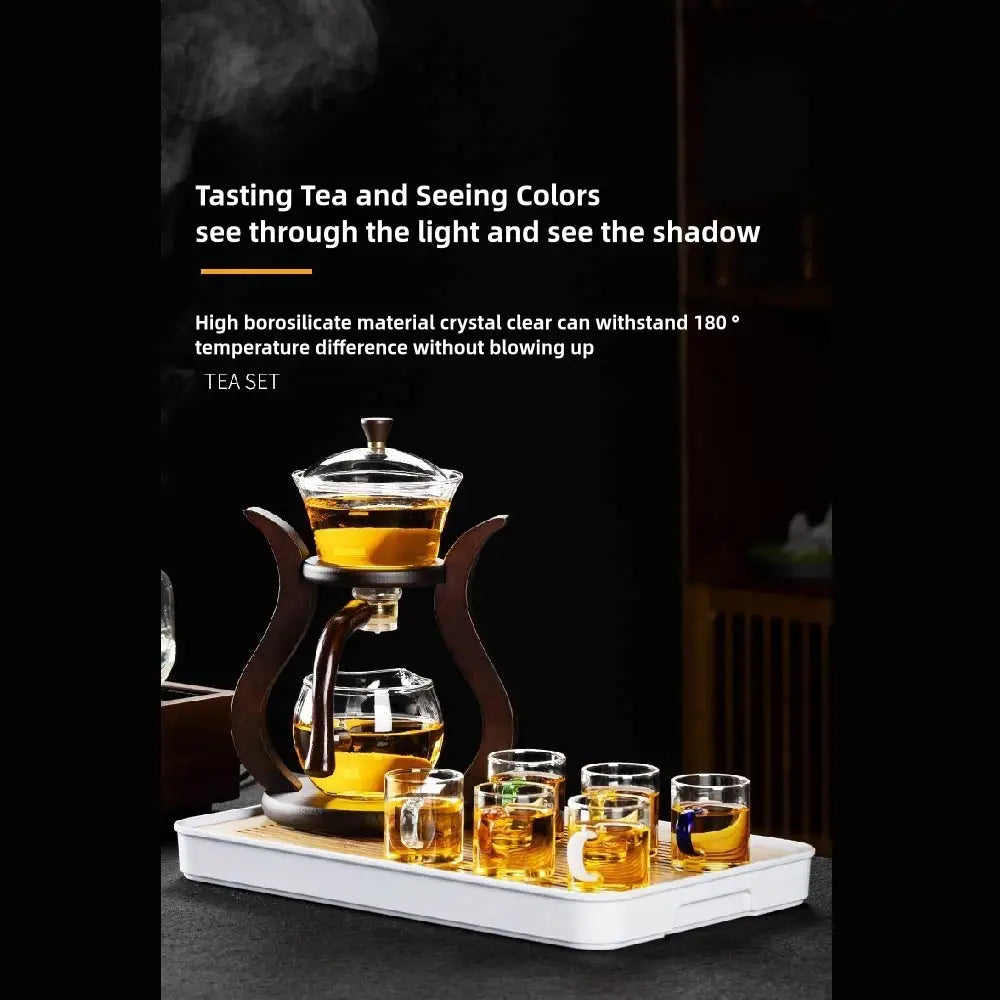 Bule de gotejamento preguiçoso Kung Fu, conjunto de bule de vidro semiautomático de fluxo magnético, conjunto de chá resistente ao calor, presente