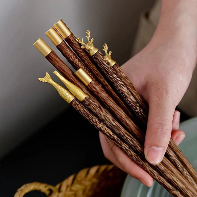 Hashi Legno Oro – Set Artigianale 5 Pares