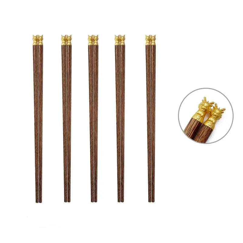 Hashi Legno Oro – Set Artigianale 5 Pares
