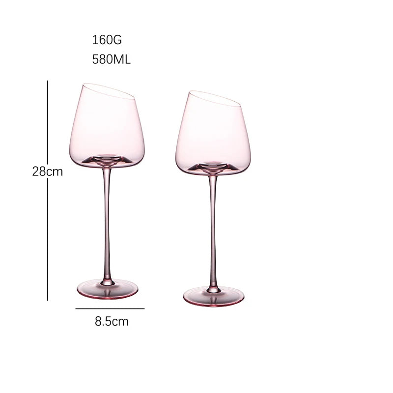 Conjunto de copos de vinho tinto flamingo rosa francês, taça de vidro de cristal, boca inclinada criativa, fundo côncavo, copo de vinho champanhe azul
